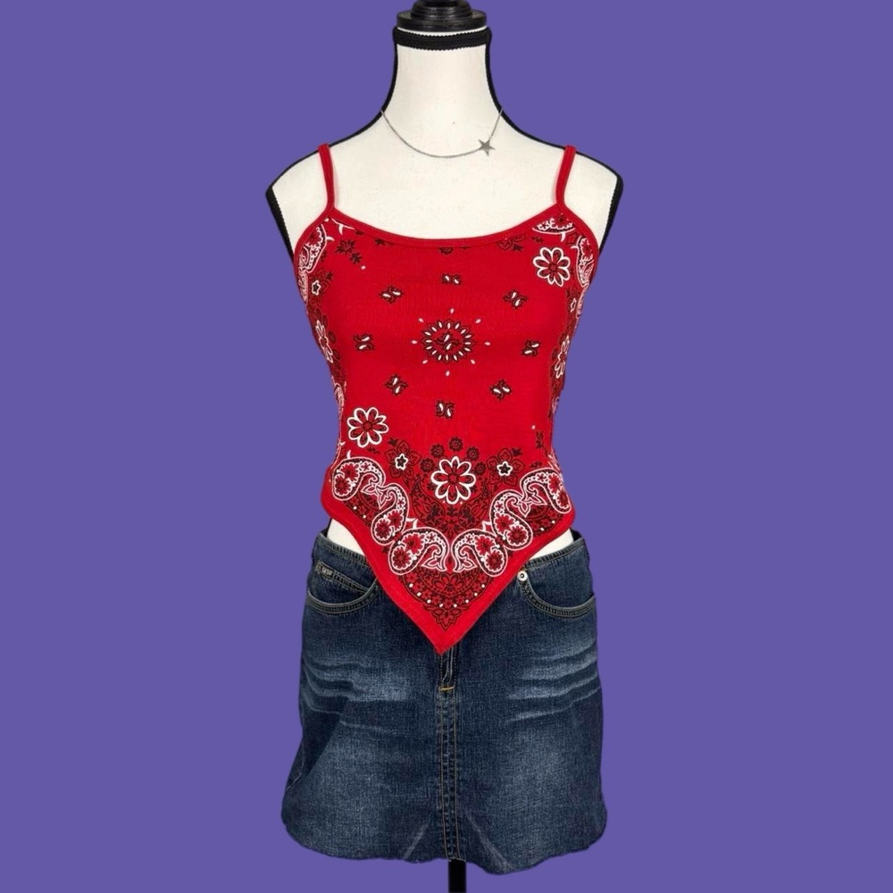 vintage red bandana tank